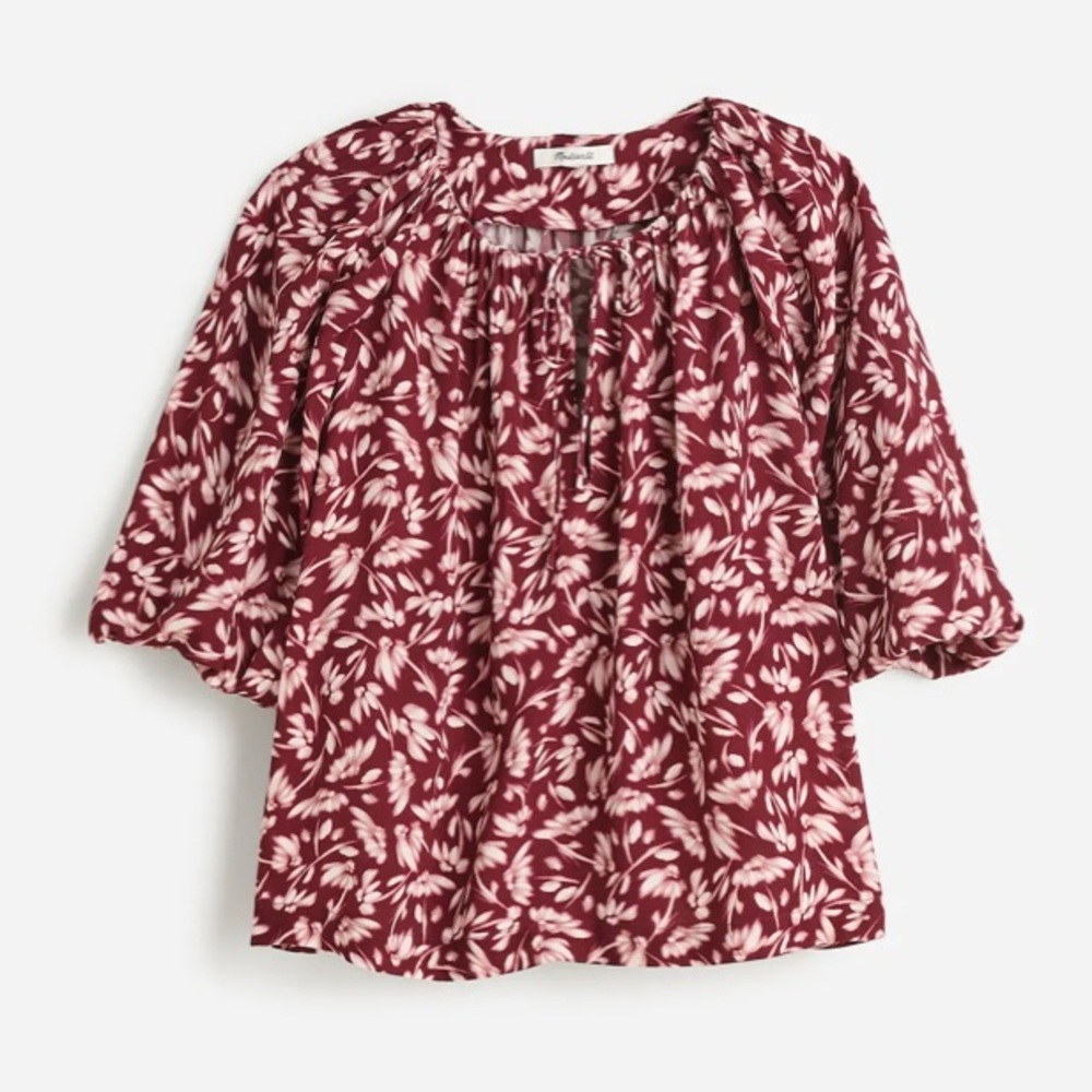 MOVING SALE | NWT women’s pink Madewell Bubble-Sleeve Top in Floral, size 14